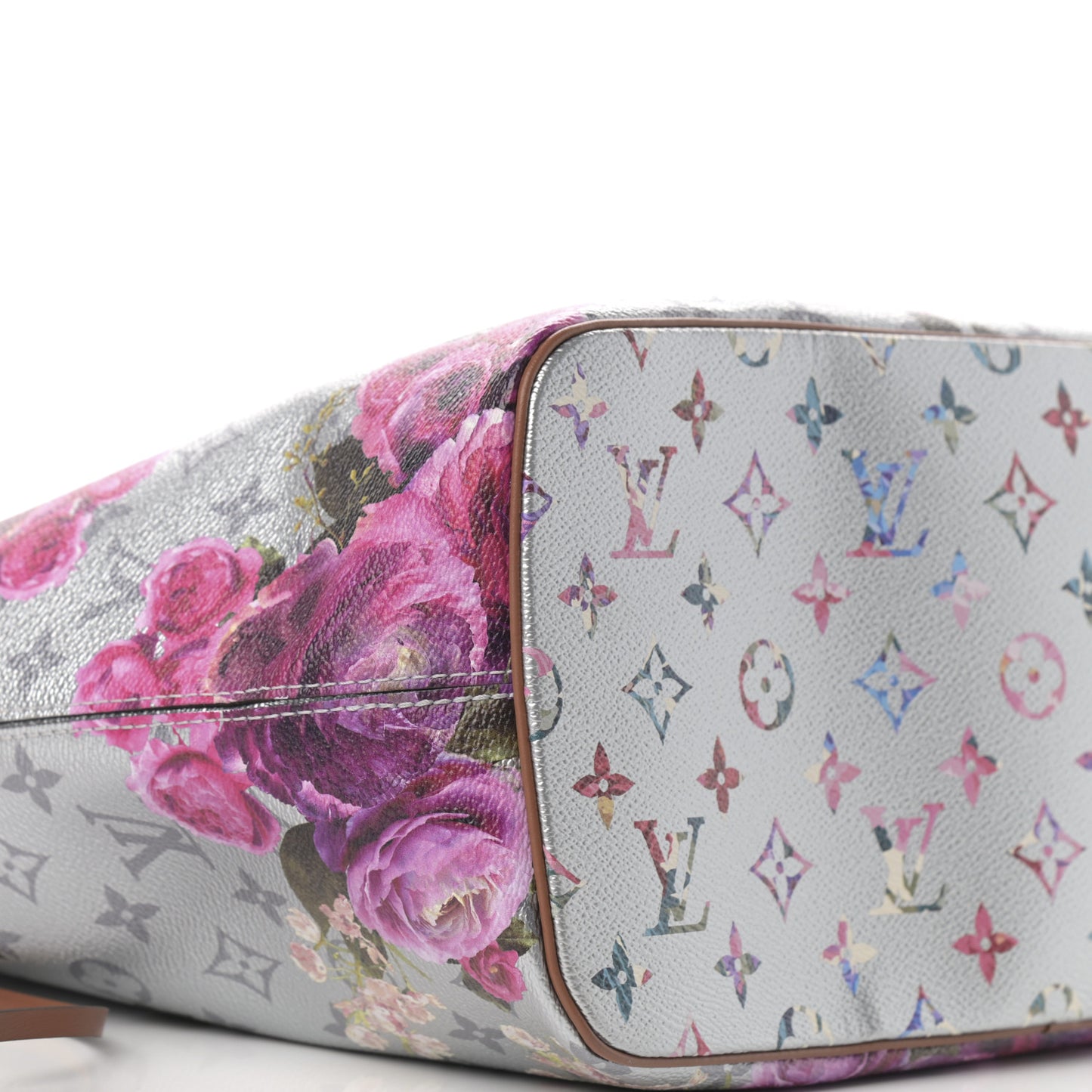 Metallic Monogram LV Garden Neverfull MM Silver