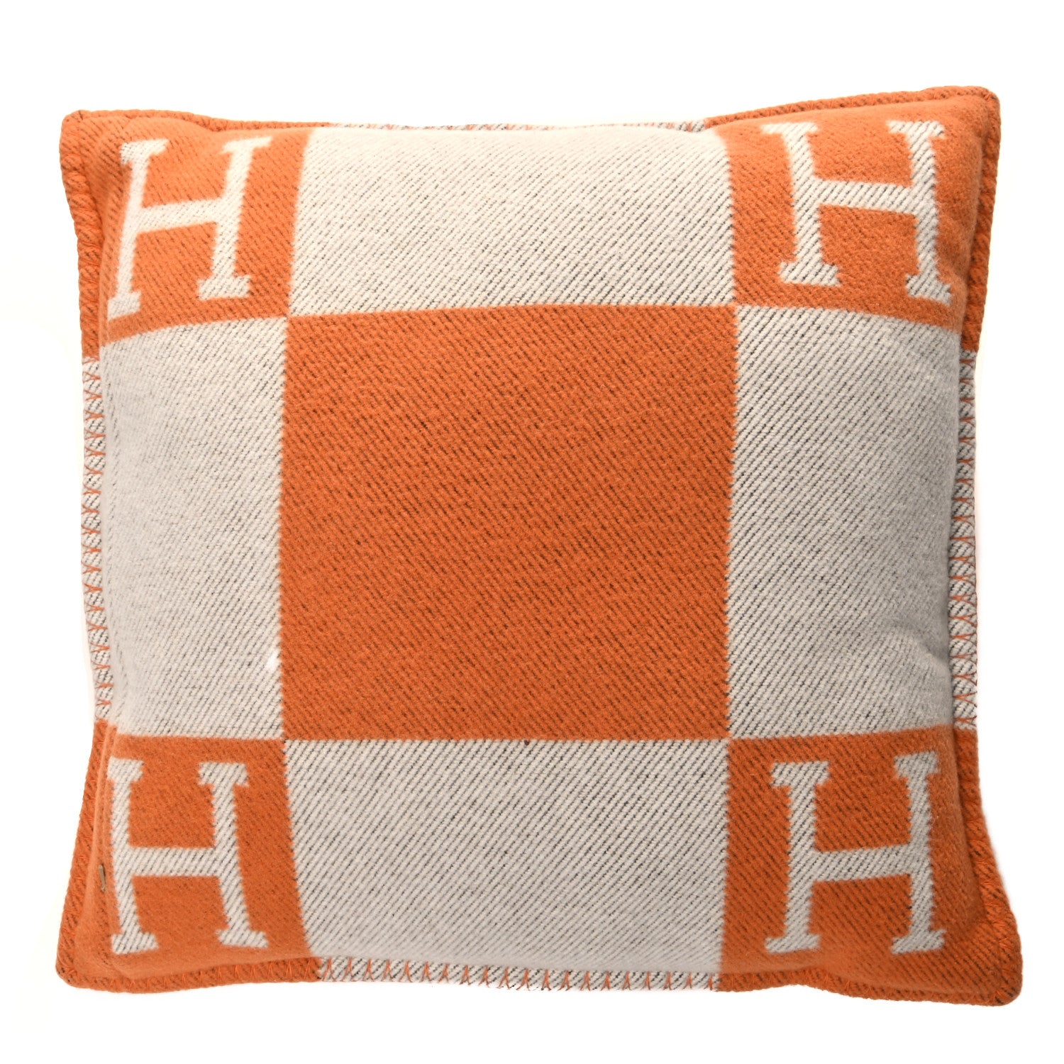Hermes Wool Cashmere Avalon Pillow PM Ecru Potiron 2 of 3