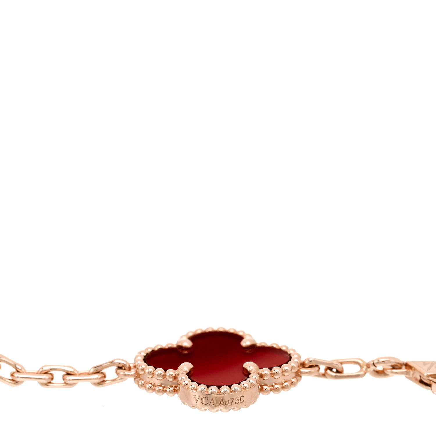 Van Cleef & Arpels 18K Rose Gold Carnelian 5 Motifs Guilloche Vintage Alhambra Bracelet 3 of 5