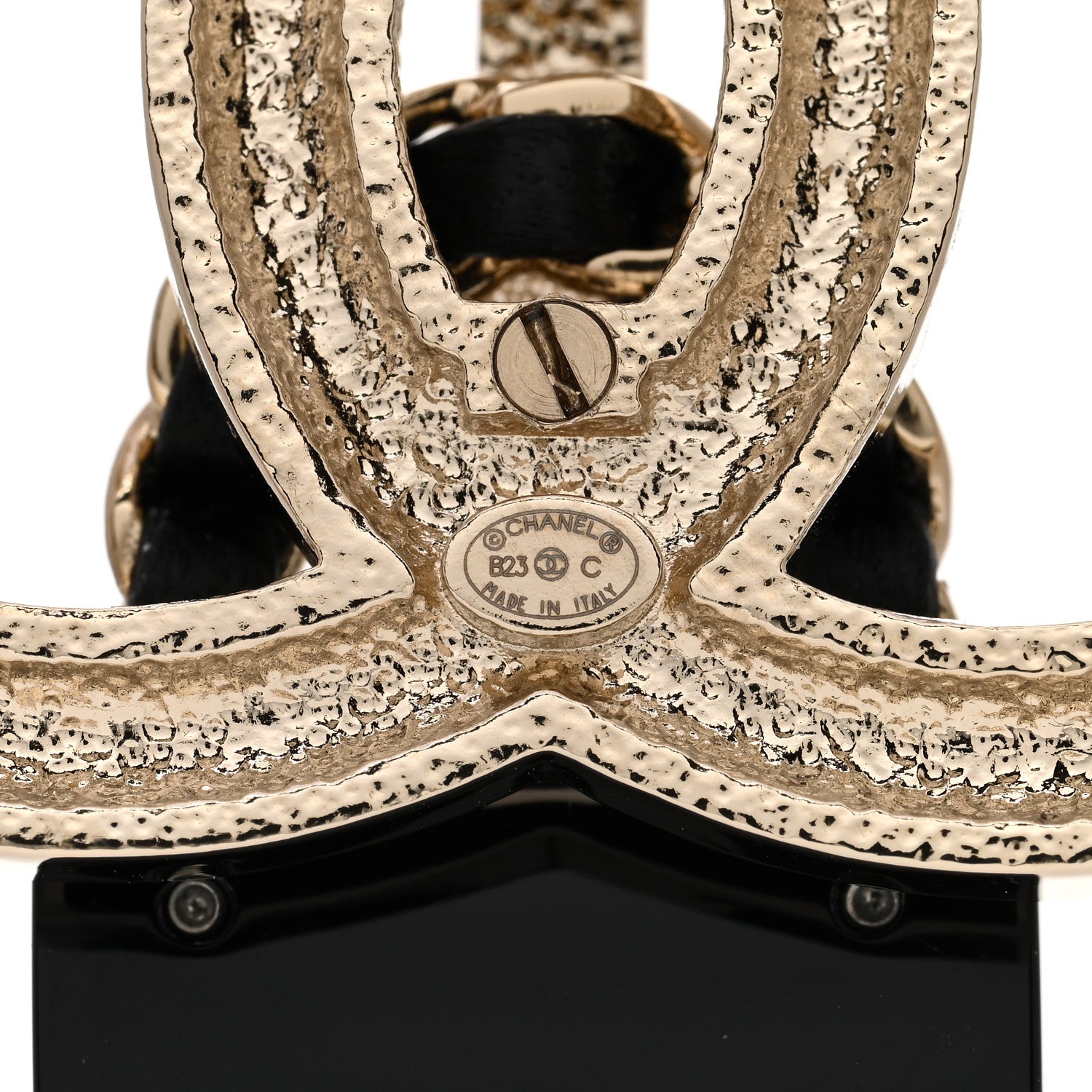 Chanel Crystal Resin CC Flap Bag Brooch Gold Black 4 of 5