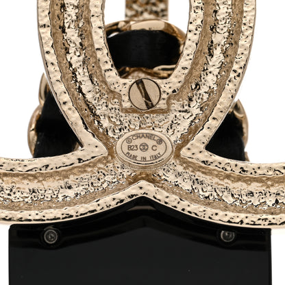 Chanel Crystal Resin CC Flap Bag Brooch Gold Black 4 of 5