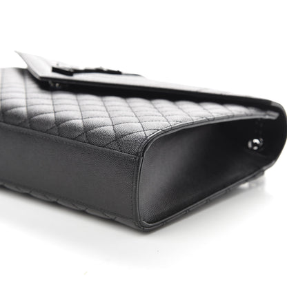 Saint Laurent Grain De Poudre Textured Mixed Matelasse Large Triquilt Monogram Monochrome Satchel Black 7 of 10
