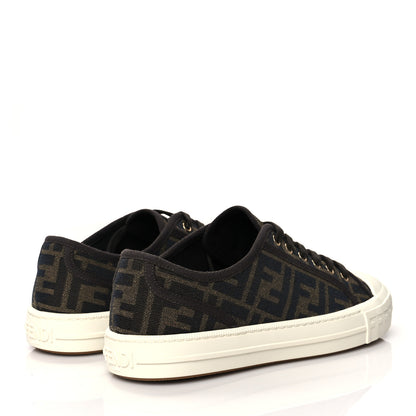 Fendi Fabric Jacquard FF Womens Domino Low Top Sneakers 39 Tobacco 4 of 9