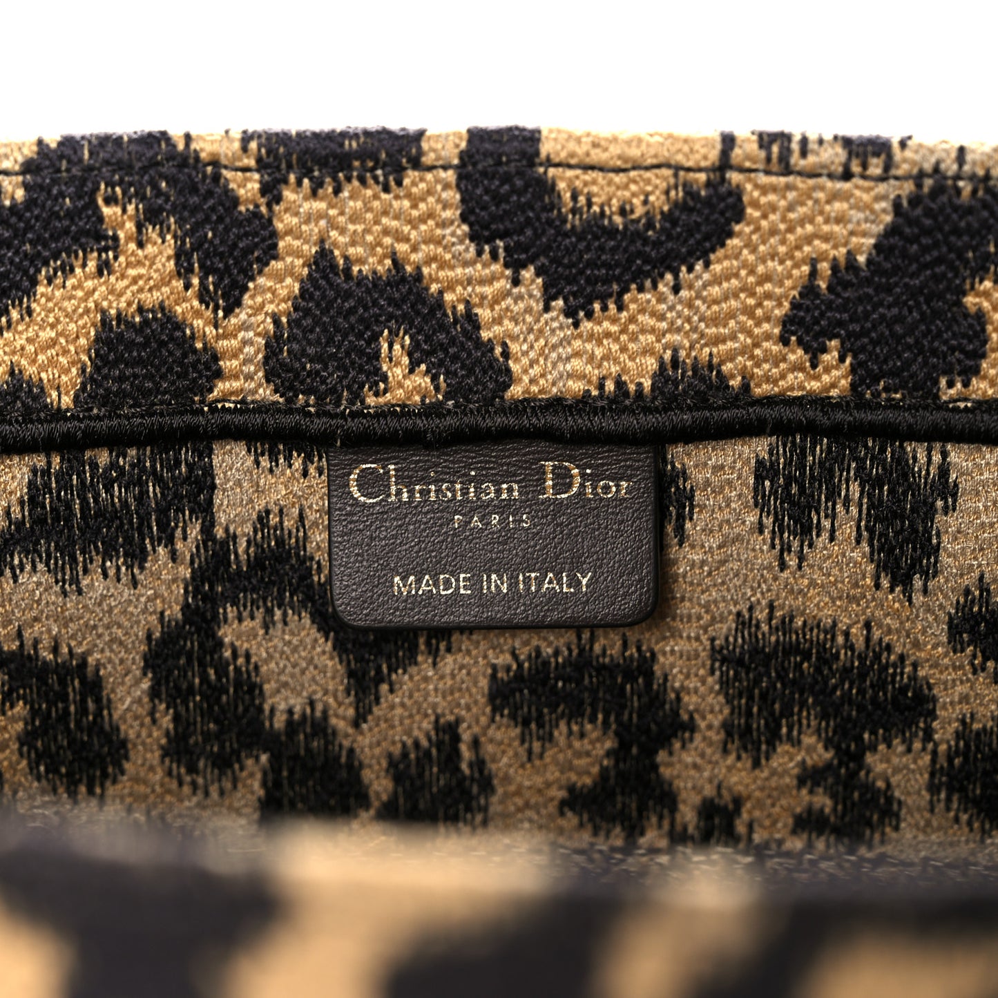 Canvas Mizza Embroidered Medium Leopard Book Tote Beige