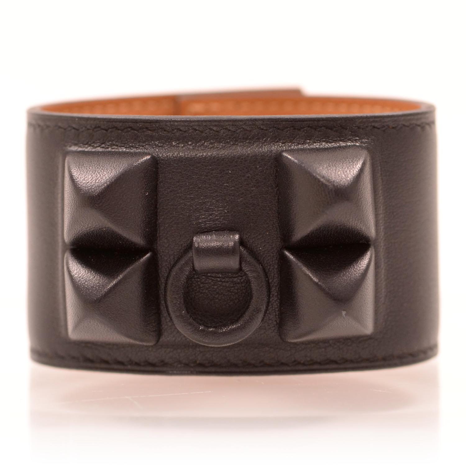 Hermes Leather Collier de Chien Shadow Bracelet Black 1 of 6
