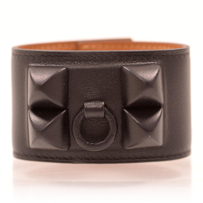 Hermes Leather Collier de Chien Shadow Bracelet Black 1 of 6