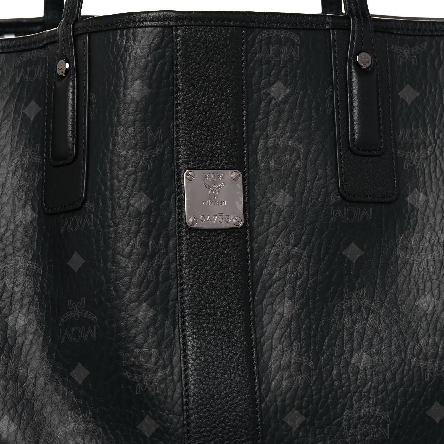 MCM Visetos Large Liz Reversible Shopper Tote Black 7 of 19