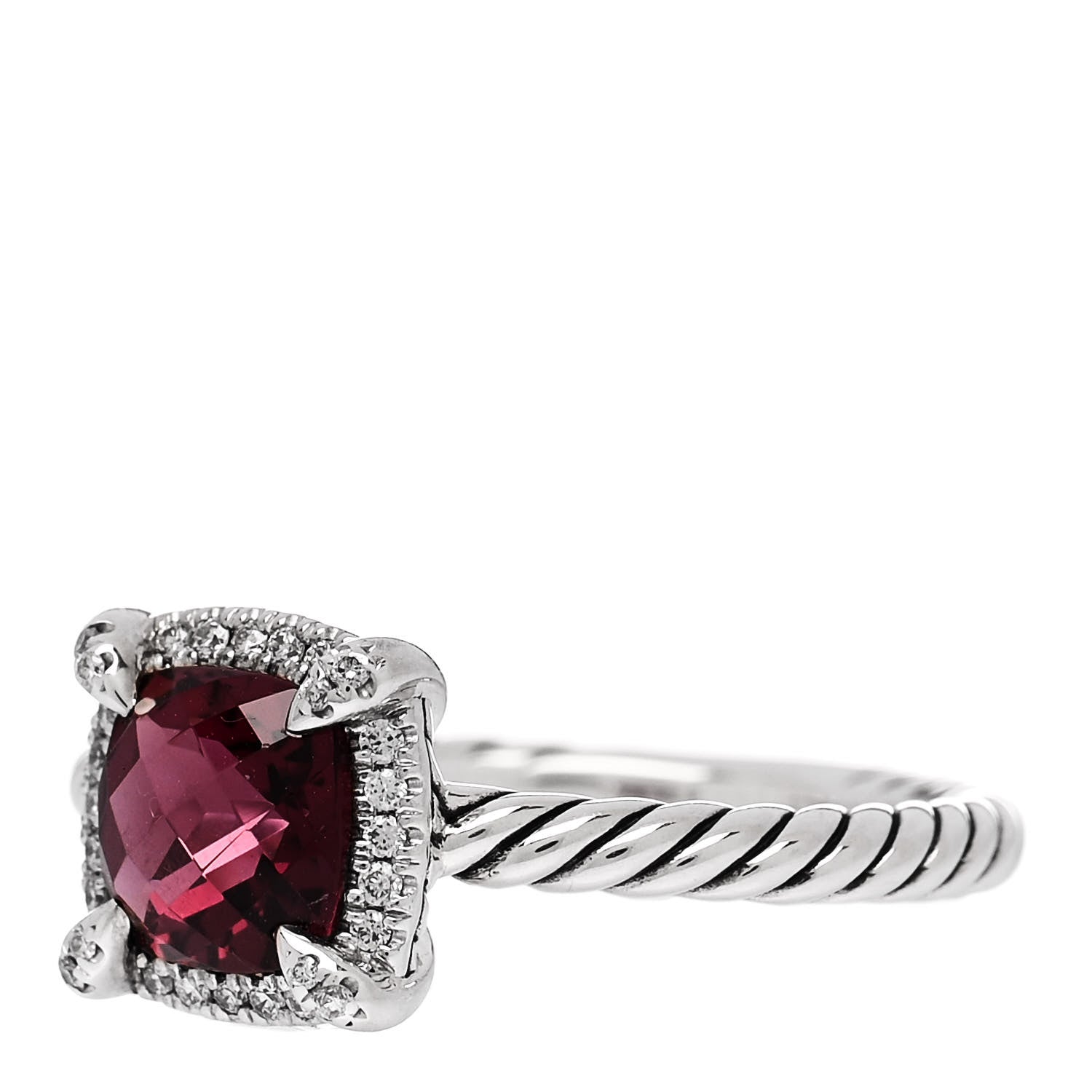 David Yurman Sterling Silver Diamond Garnet 7mm Petite Chatelaine Pave Bezel Ring 57 8 3 of 6