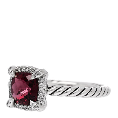 David Yurman Sterling Silver Diamond Garnet 7mm Petite Chatelaine Pave Bezel Ring 57 8 3 of 6