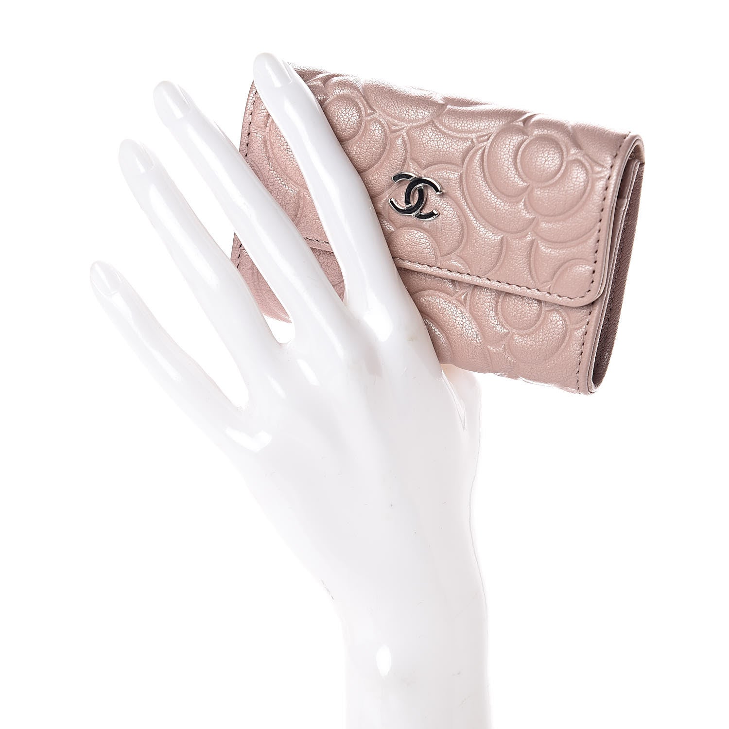 Chanel Goatskin Camellia Embossed Flap Card Holder Light Pink 2 of 8