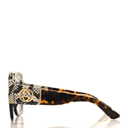 Gucci Snakeskin Acetate Square Sunglasses GG0484S Havana 3 of 7