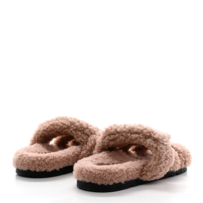 Hermes Woolskin Womens Chypre Sandals 38 Bois De Santal 4 of 8