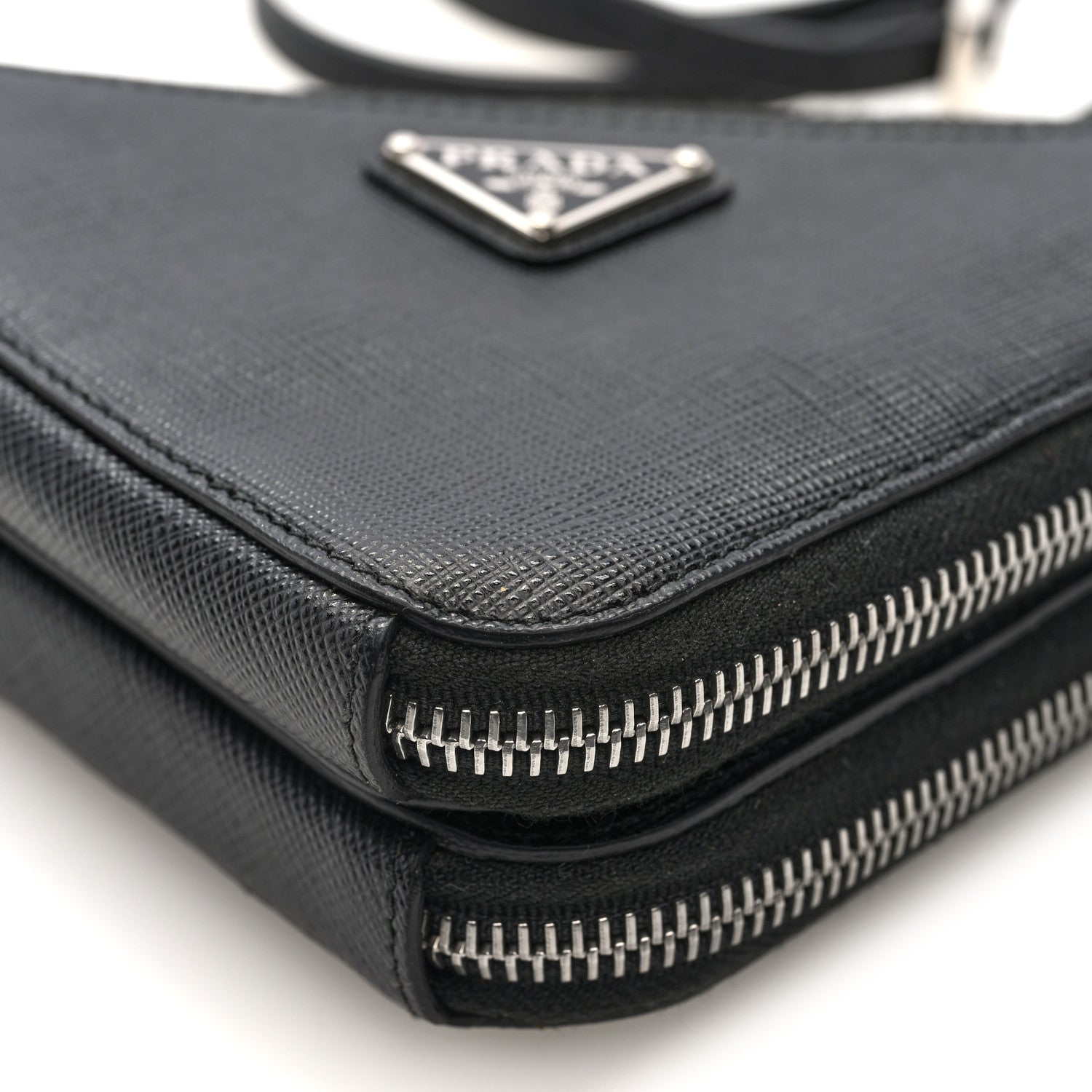 Prada Saffiano Mini Triangle Crossbody Pouch Black 9 of 10