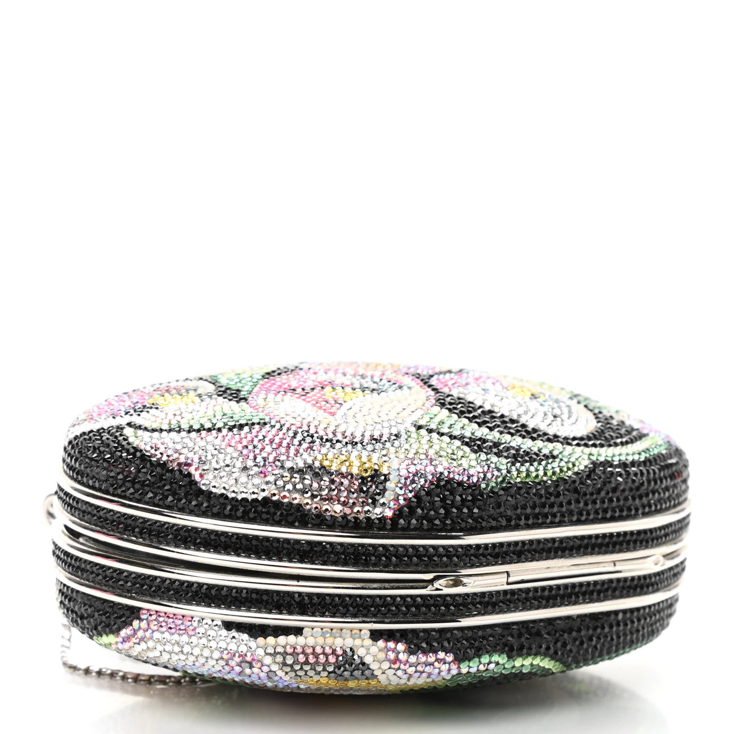 Judith Leiber Swarovski Crystal Flower Minaudiere Clutch Gold Multicolor 5 of 10