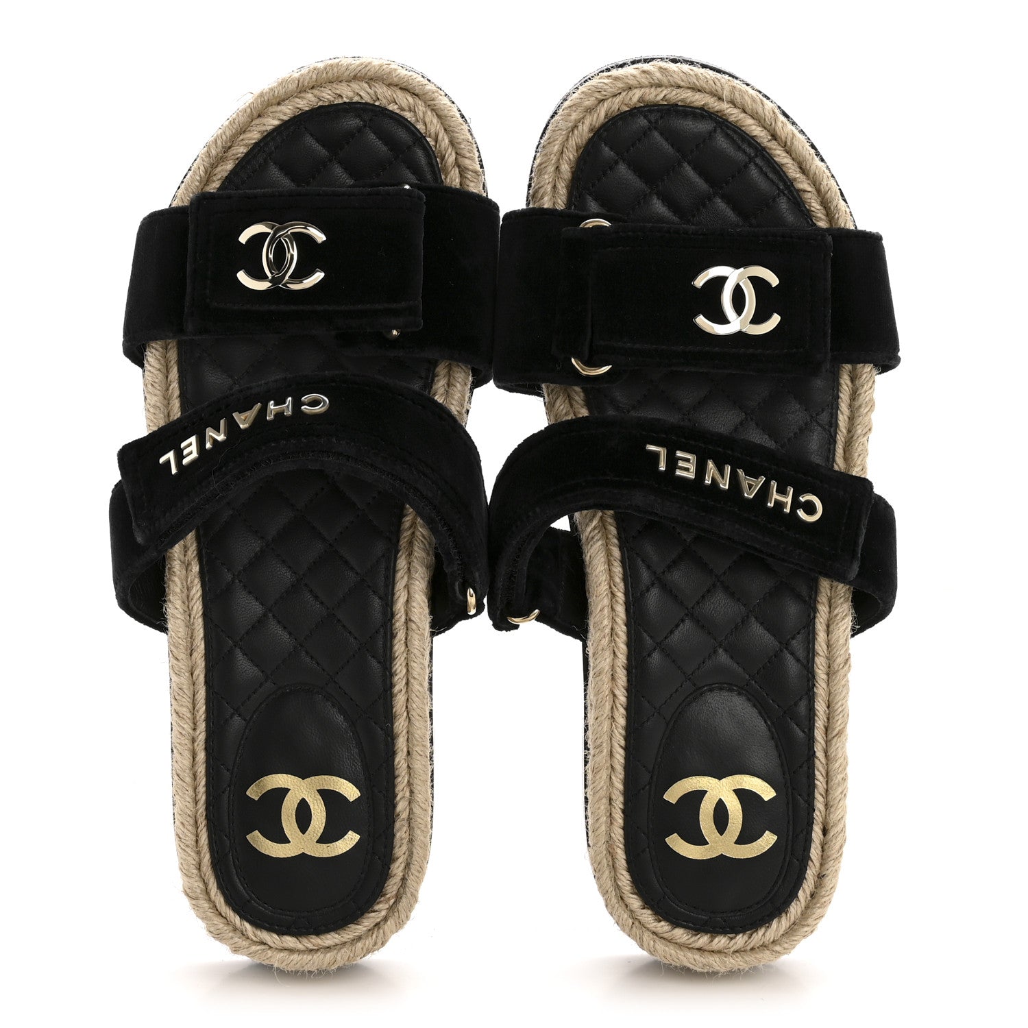 Chanel Velvet Elastic Flat Mules 39 Black 2 of 10