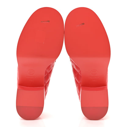 Chanel Lambskin Quilted CC Heart Loafers 38 Red 6 of 10