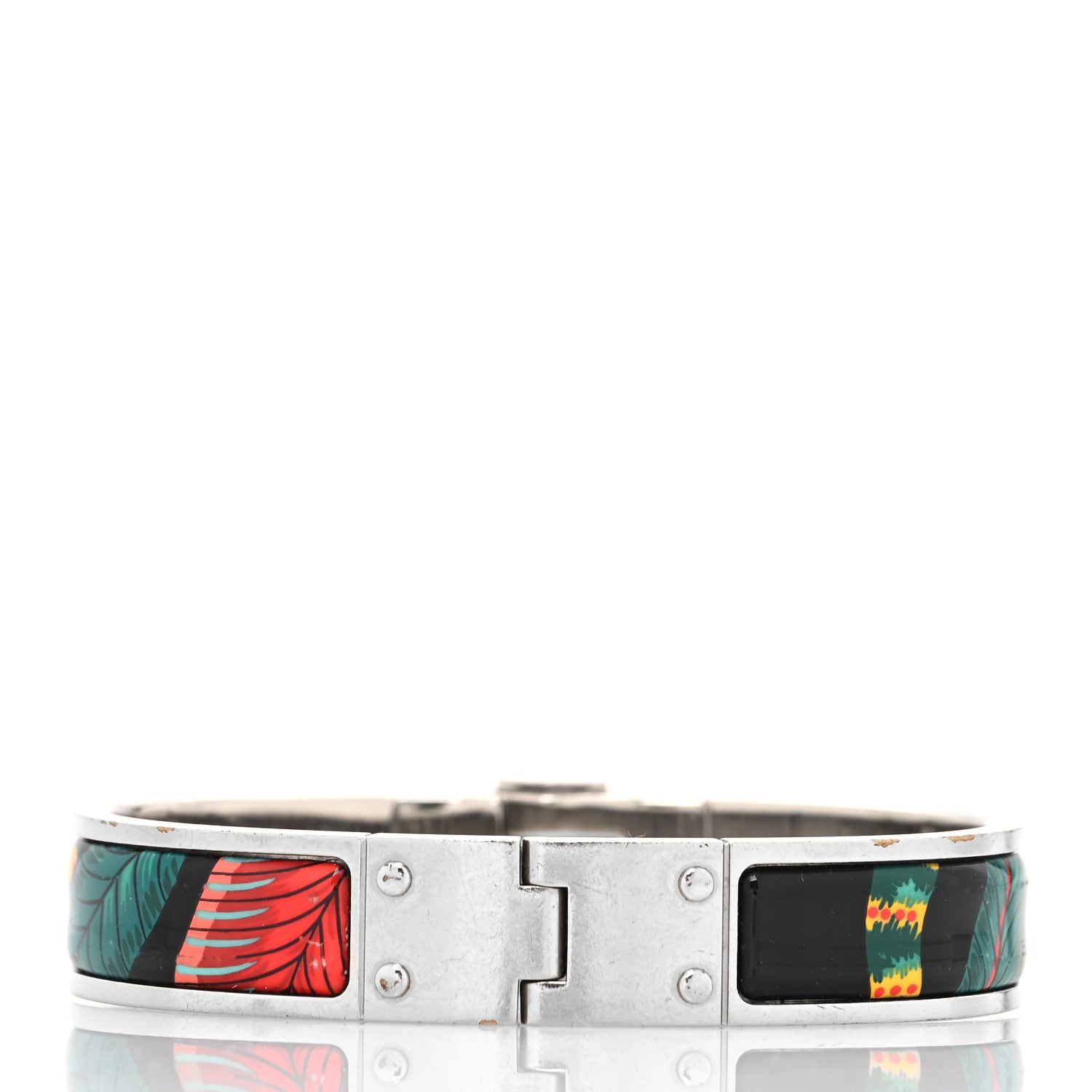 Hermes Enamel Printed Narrow Charniere Savana Dance Hinged Bracelet S Futurisme 3 of 5