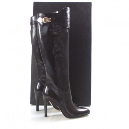 Gucci Leather Knee High Boots 37 Chocolate 4 of 9