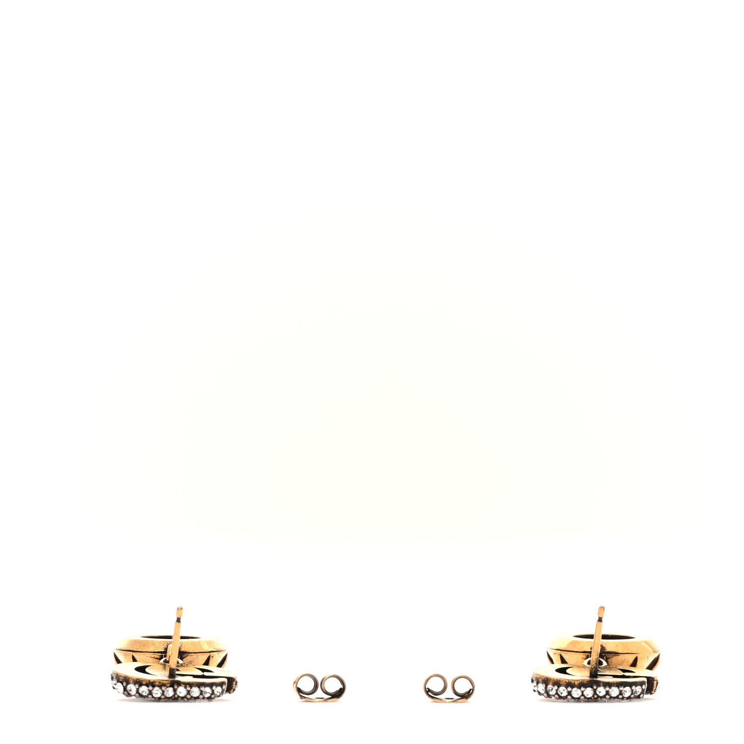 Gucci Crystal Double G Earrings Black Aged Gold 3 of 5