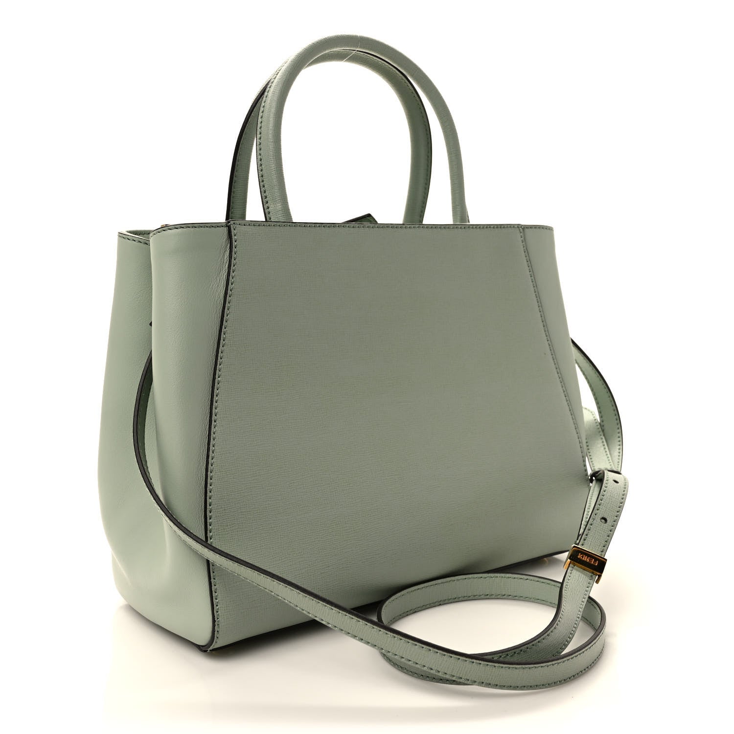 Fendi Vitello Elite Flamingo Petite 2Jours Tote Green 3 of 8