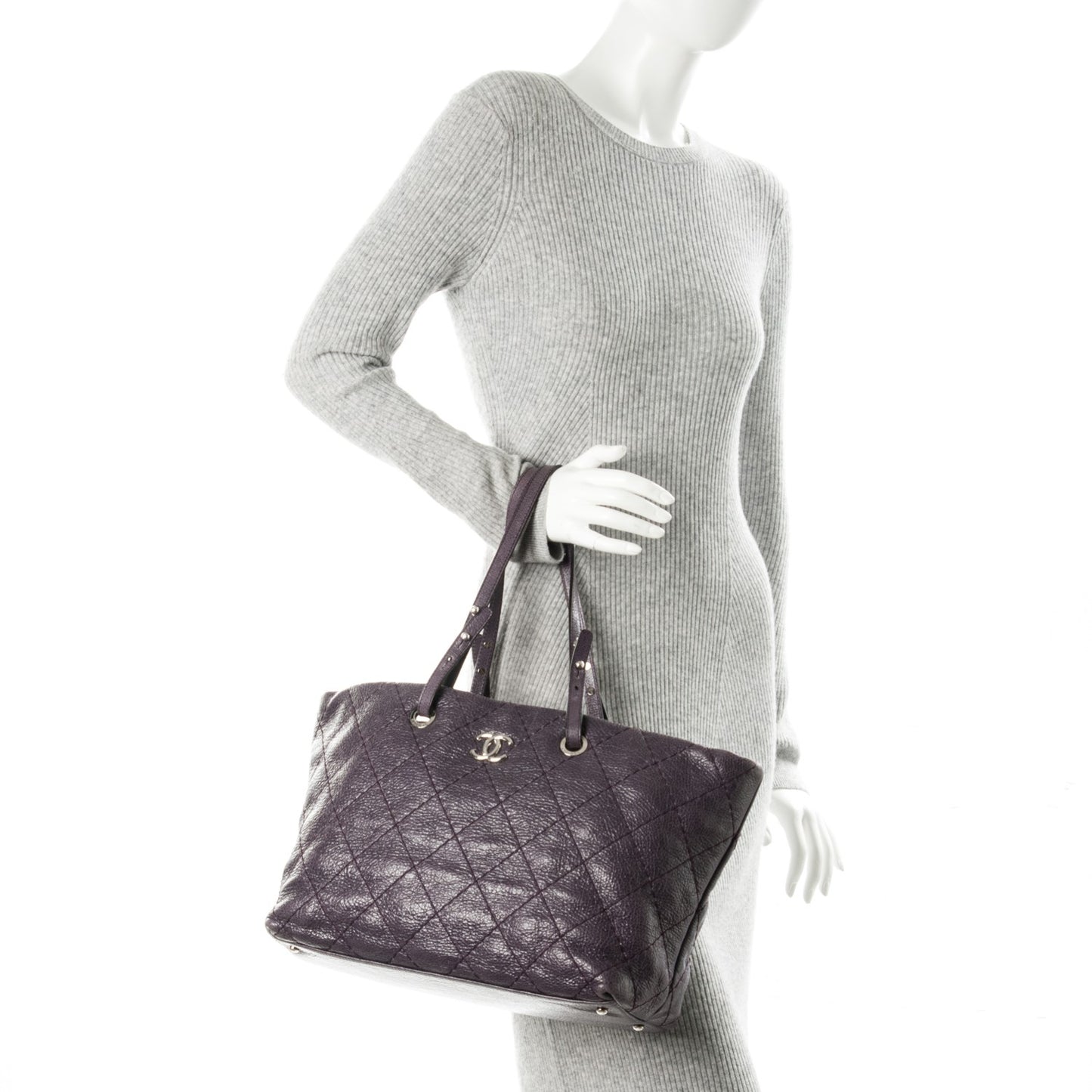 Glazed Calfskin Large On The Road Tote Purple