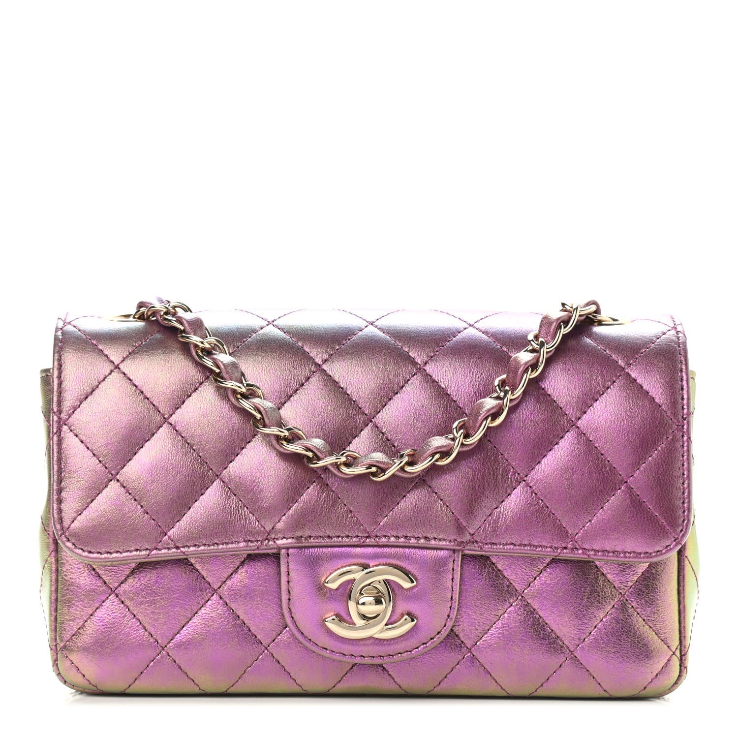 Chanel Iridescent Lambskin Quilted Mini Rectangular Flap Purple 1 of 8