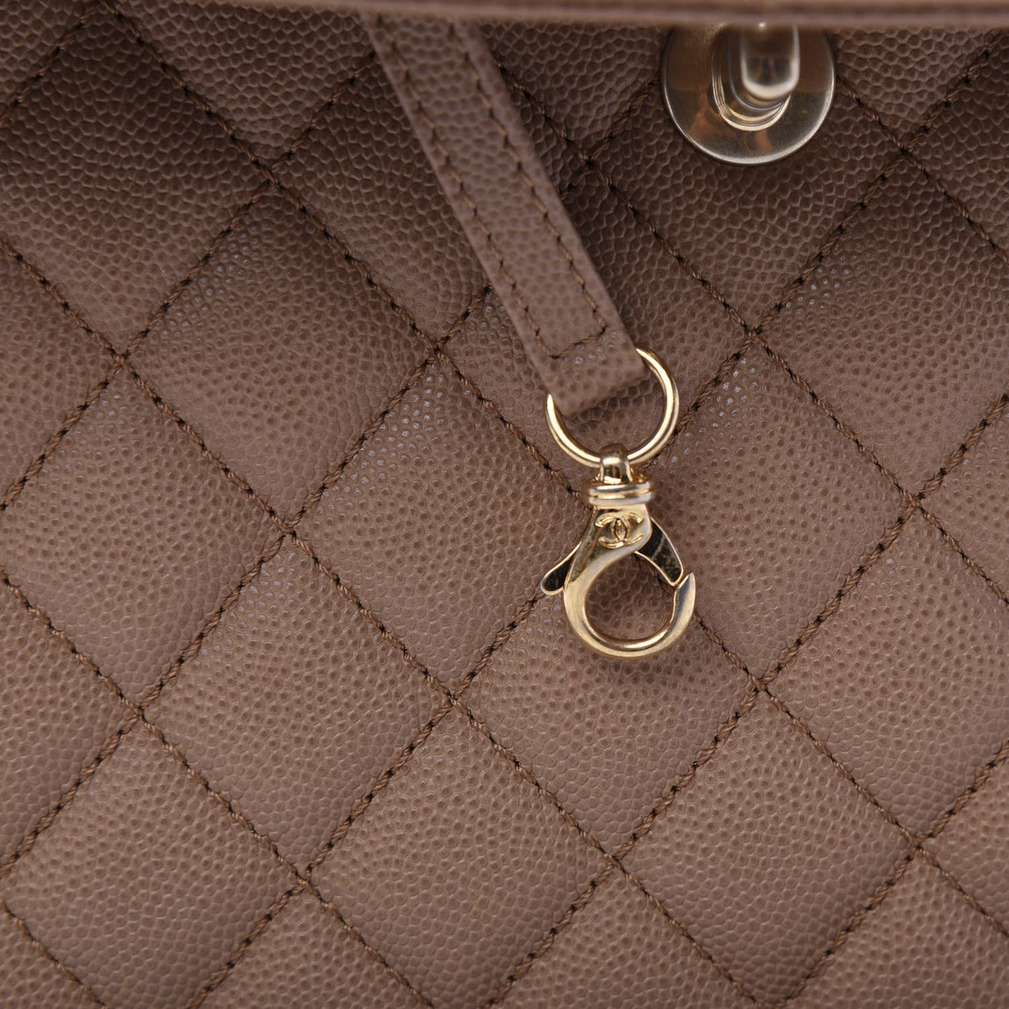 Caviar Lizard Quilted Large Coco Handle Flap Beige