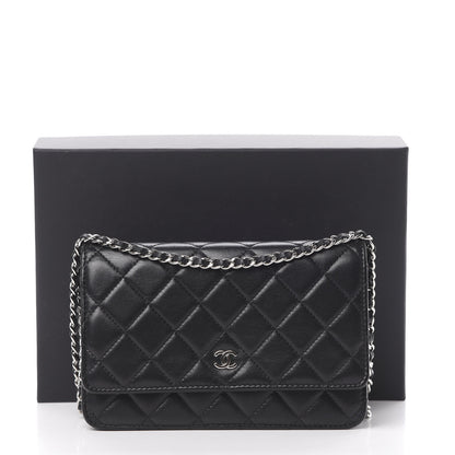 Chanel Lambskin Quilted Wallet On Chain WOC Black 14 of 14