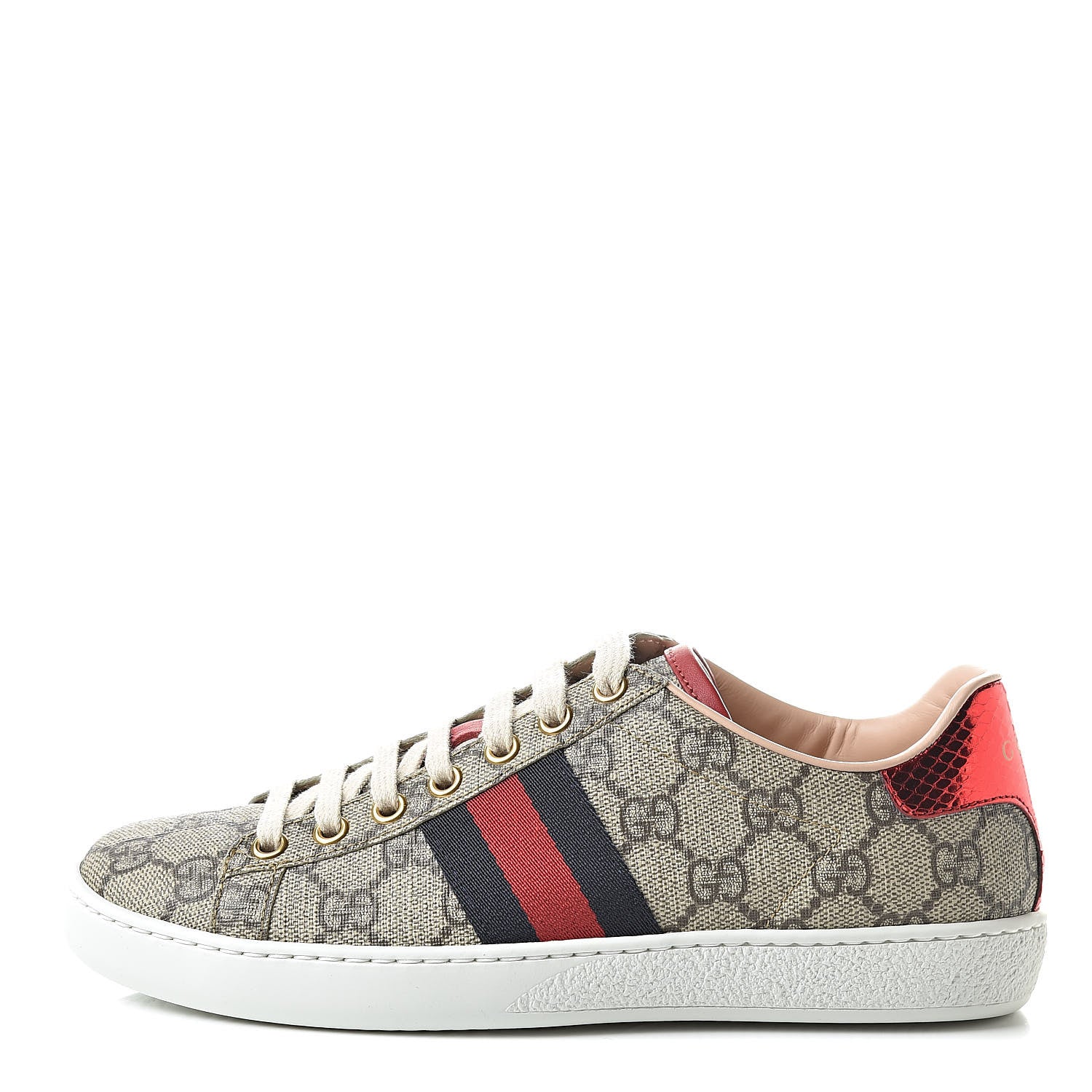 Gucci GG Supreme Monogram Ayers Web Womens Ace Sneakers 34.5 Beige 1 of 10