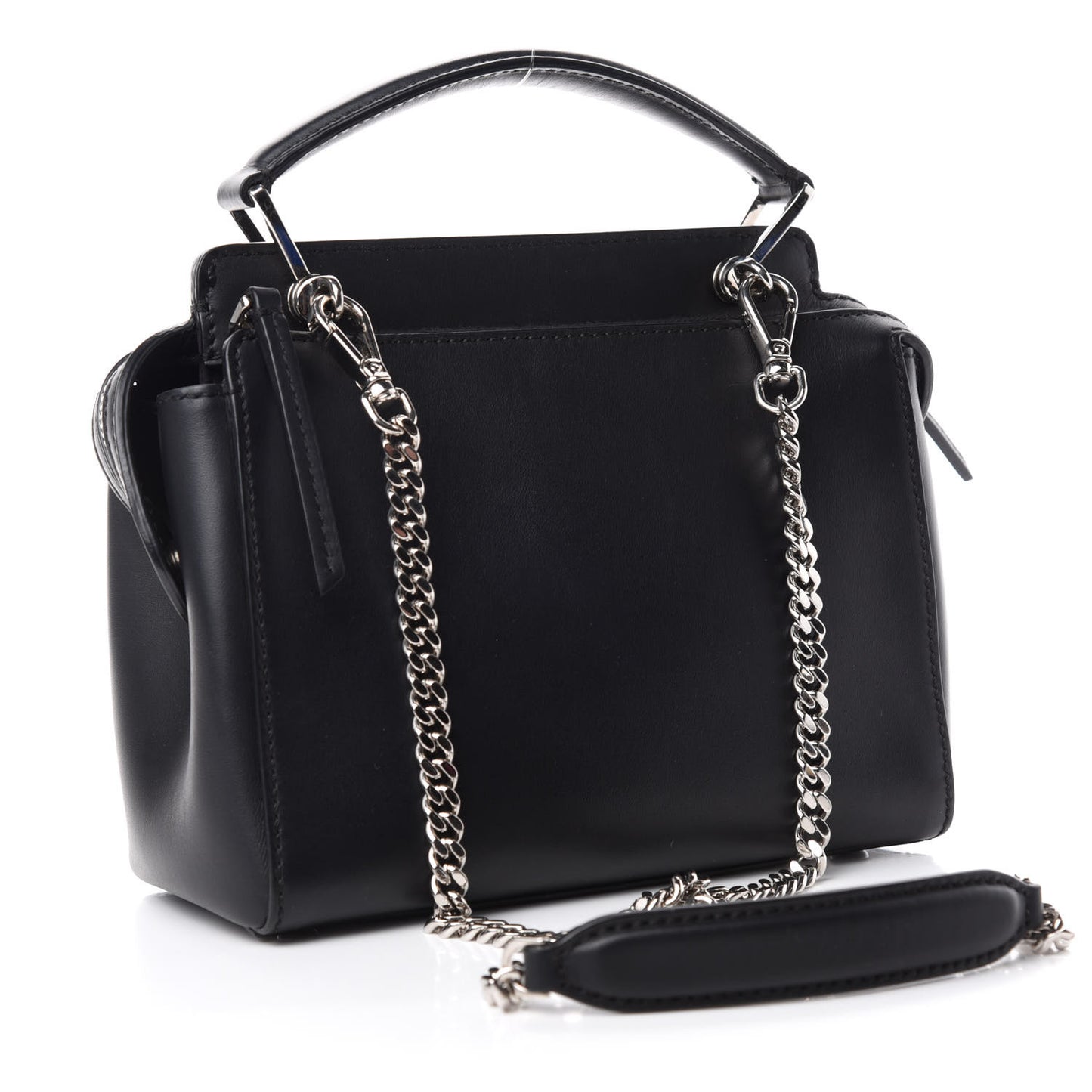 Vitello Baltico Shiny Nappa Lace Up Floral Small Dotcom Click Chain Satchel Black