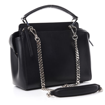 Fendi Vitello Baltico Shiny Nappa Lace Up Floral Small Dotcom Click Chain Satchel Black 3 of 12