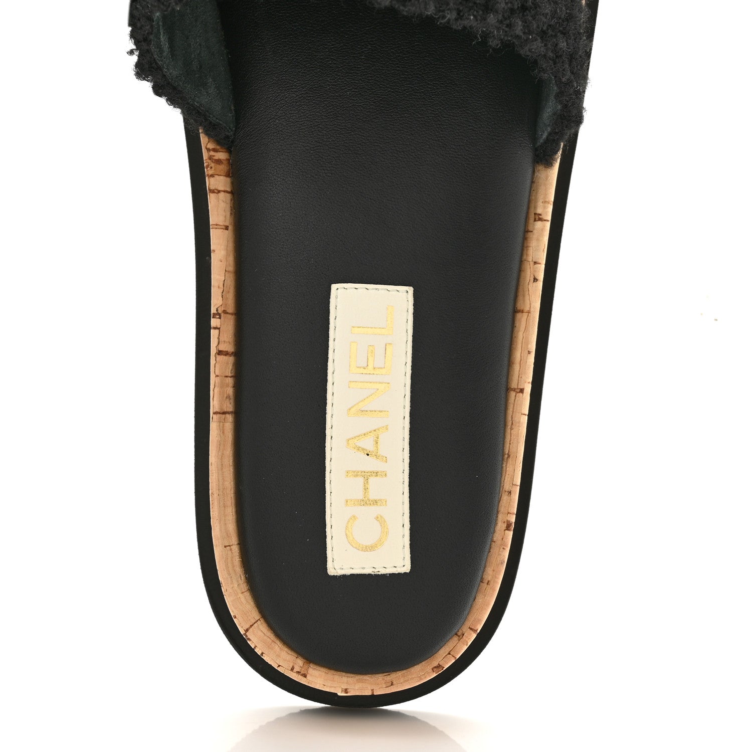 Chanel Fabric Pearl Cork CC Slip On Sandals 40 Black 7 of 10