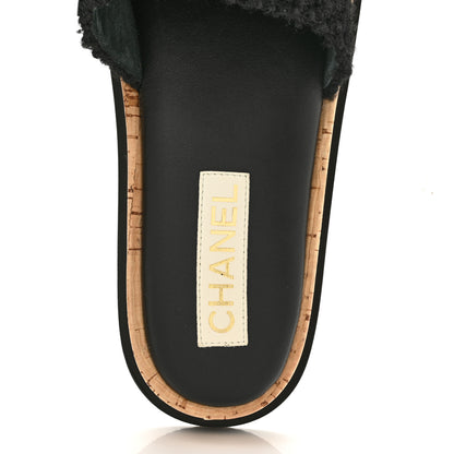 Chanel Fabric Pearl Cork CC Slip On Sandals 40 Black 7 of 10