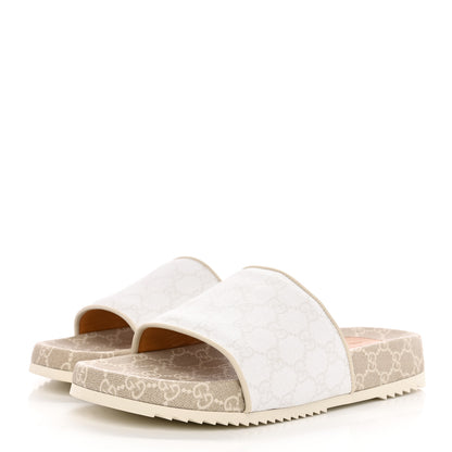 Gucci GG Supreme Monogram Demetra Mens Slide Sandals 10 White Mystic White 3 of 13