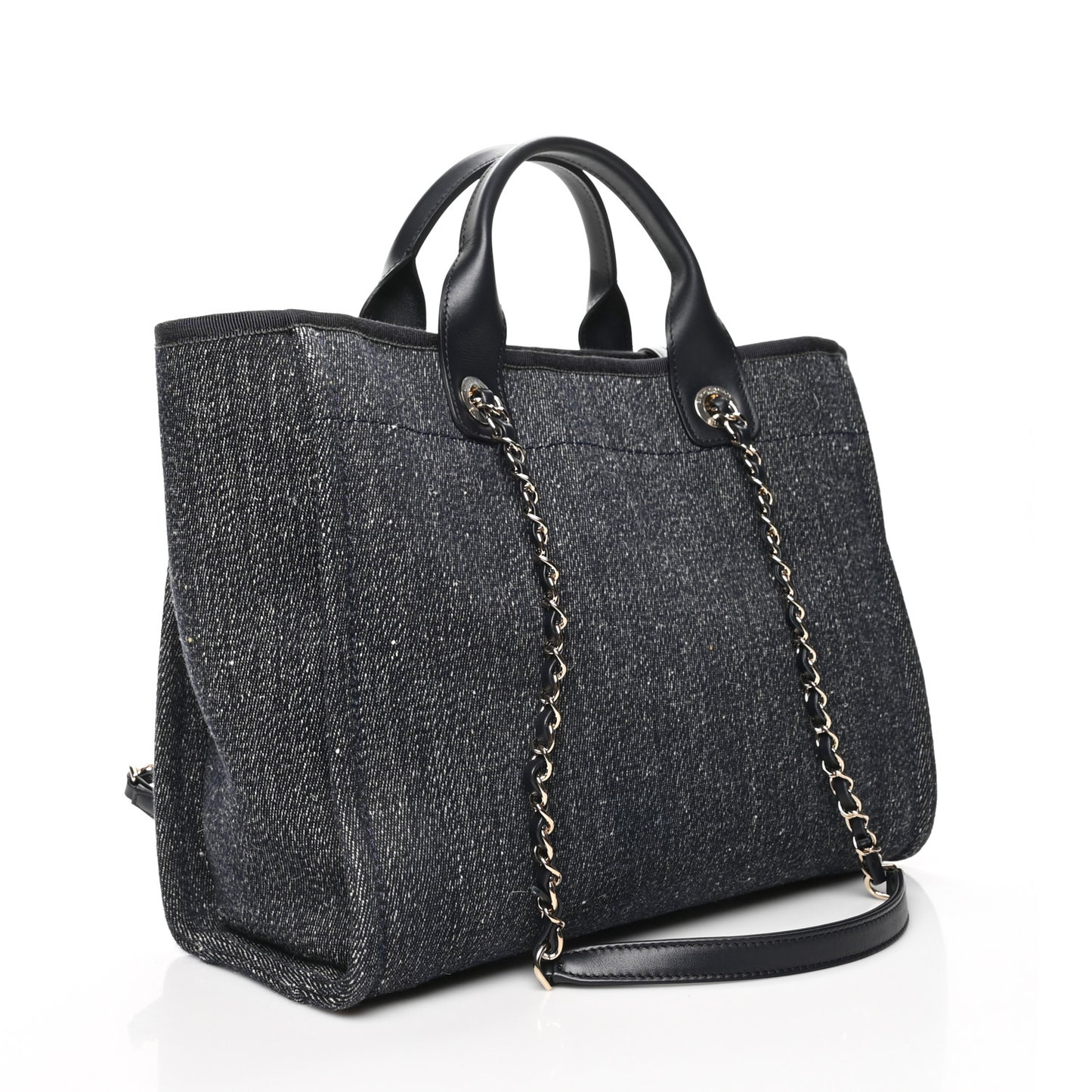Denim Small Deauville Tote Dark Blue White
