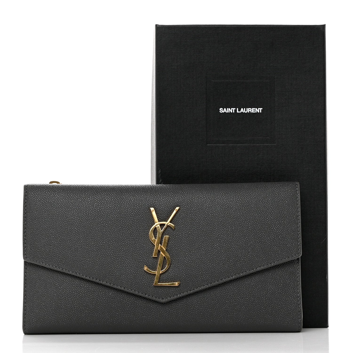 Saint Laurent Grain De Poudre Monogram Uptown Wallet Storm 8 of 8