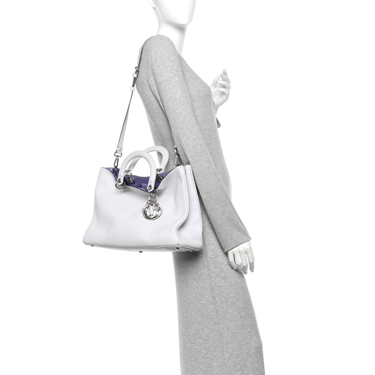 Smooth Calfskin Large Diorissimo Tote White