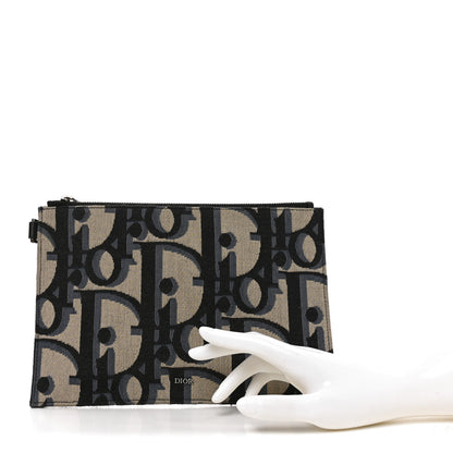 Christian Dior Maxi Oblique Jacquard A5 Zipped Pouch Blue 2 of 6