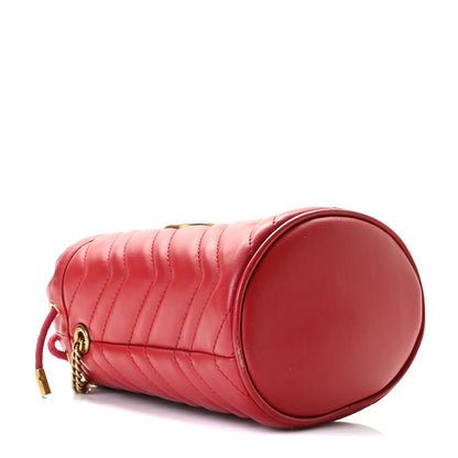 Gucci Calfskin Matelasse Mini GG Marmont 2.0 Bucket Bag Hibiscus Red 4 of 8