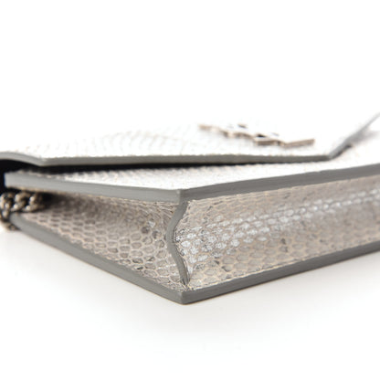 Saint Laurent Ayers Snakeskin Monogram Envelope Chain Wallet Silver Black 6 of 11