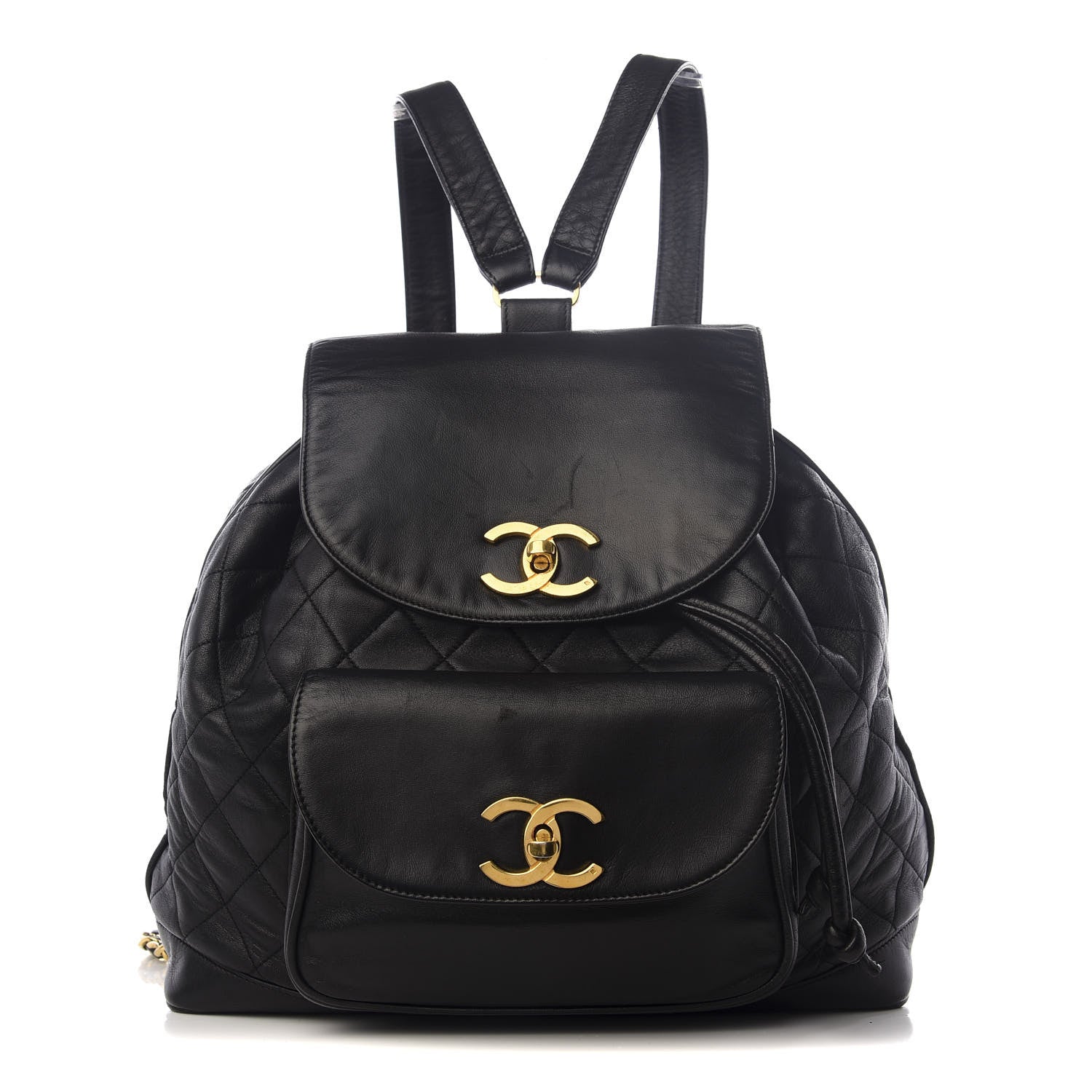 Chanel Lambskin Quilted Drawstring Backpack Black 1 of 8