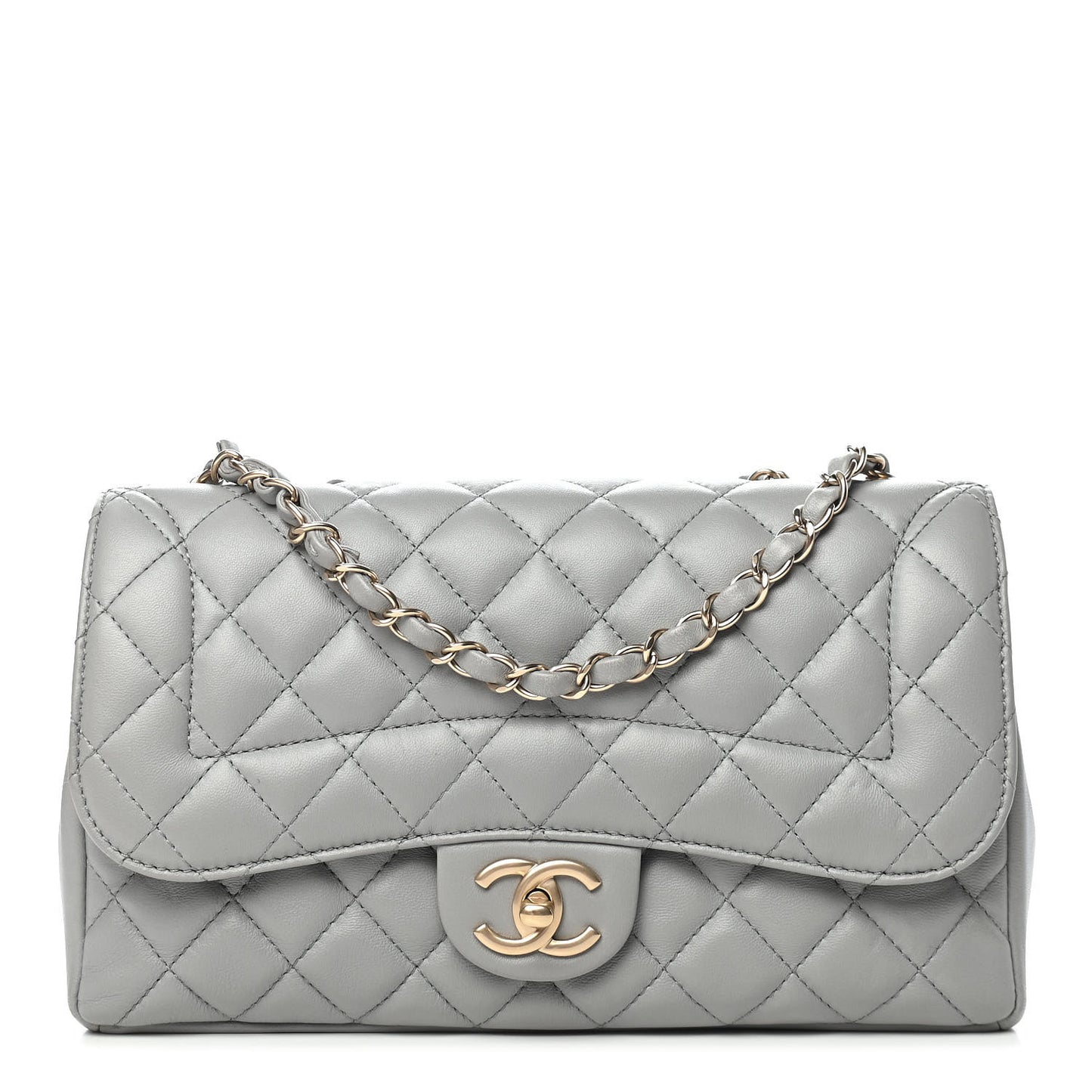 Lambskin Quilted Medium Mademoiselle Chic Flap Gris