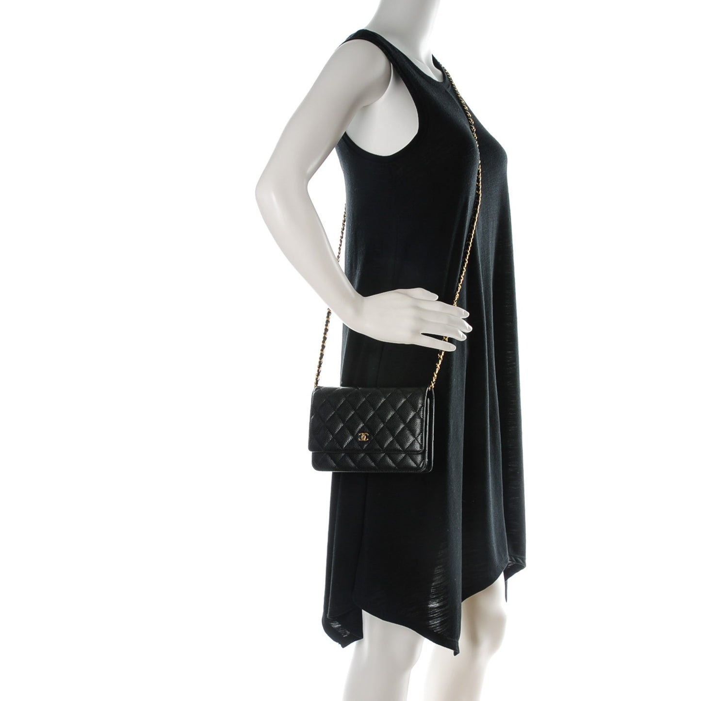 Caviar Quilted Wallet On Chain WOC Black