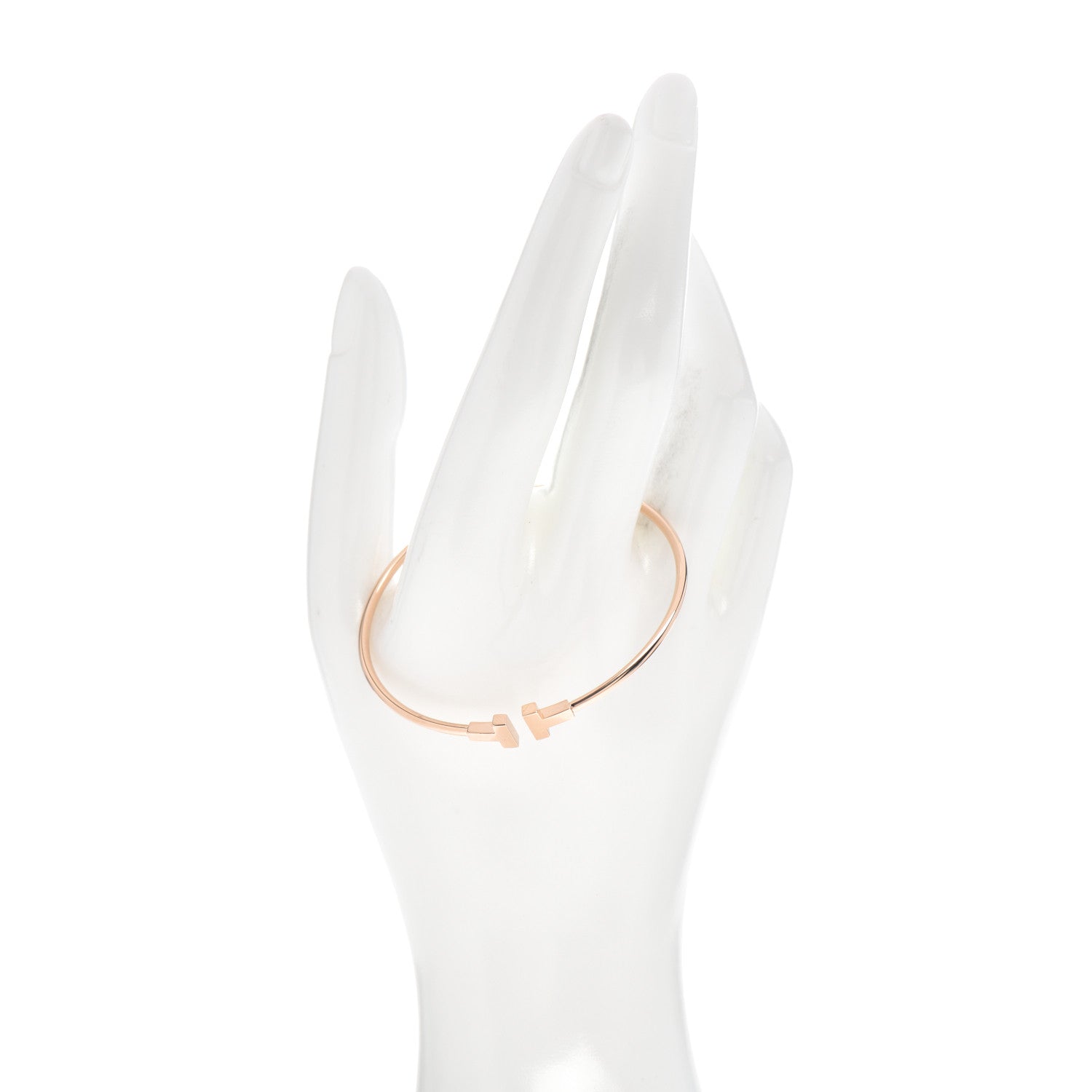 Tiffany 18K Rose Gold Narrow T Wire Bracelet 2 of 5