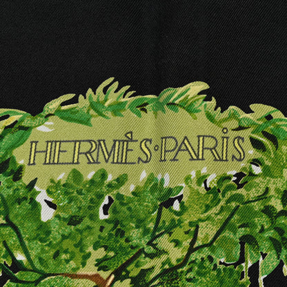 Hermes Silk Equateur Scarf 90 Black Vert Bleu 3 of 5