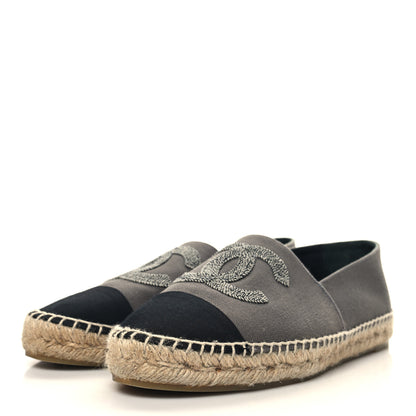 Chanel Canvas Grosgrain CC Espadrilles 40 Grey 3 of 9