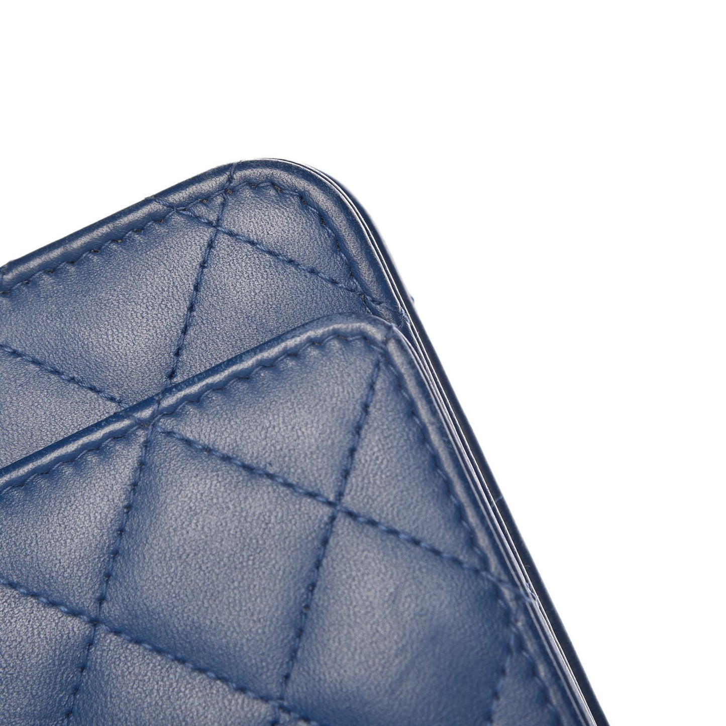 Lambskin Quilted Trendy CC Wallet On Chain WOC Blue