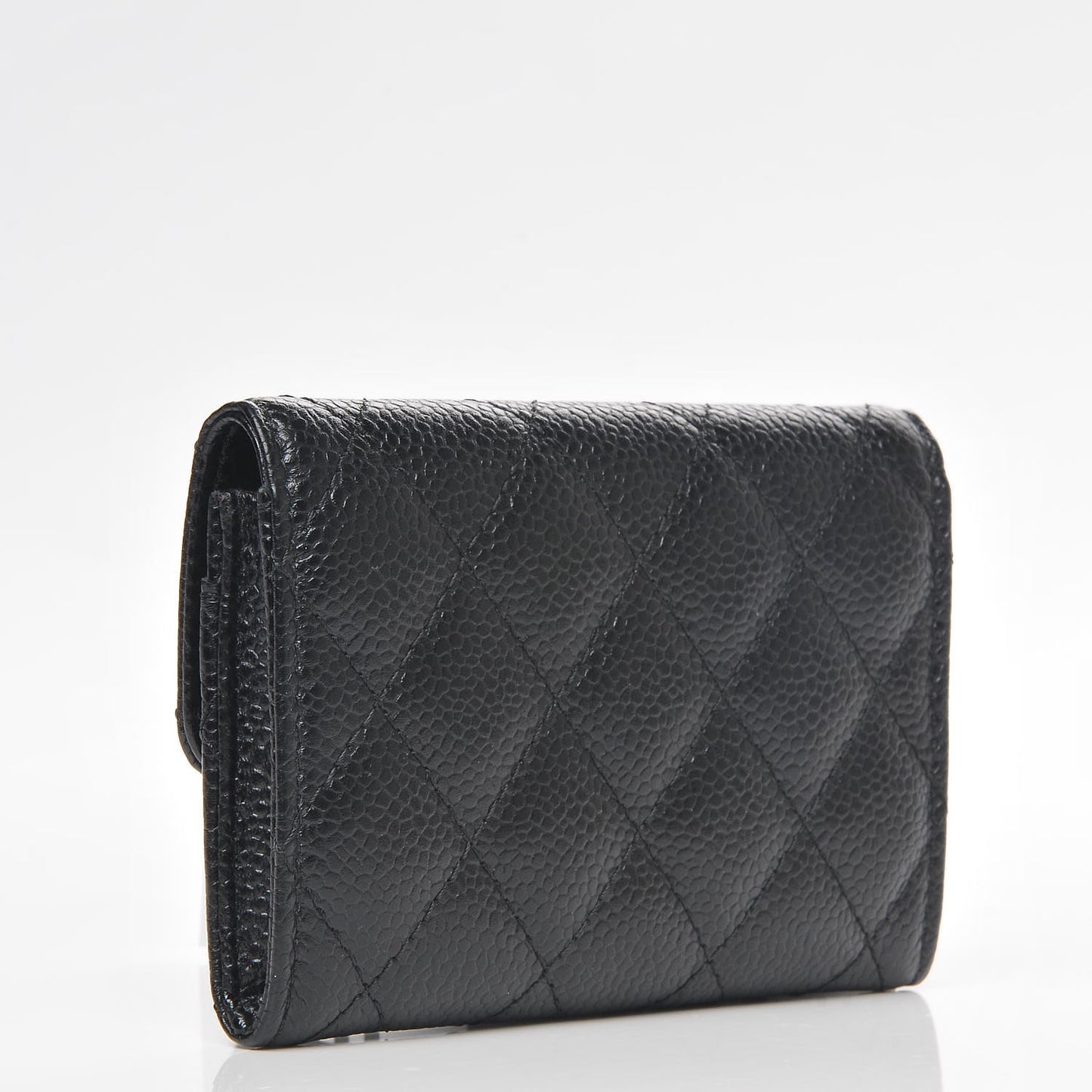 Caviar Quilted Flap Card Holder Black
