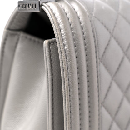 Chanel Metallic Caviar Quilted Medium Boy Flap Silver 14 of 14