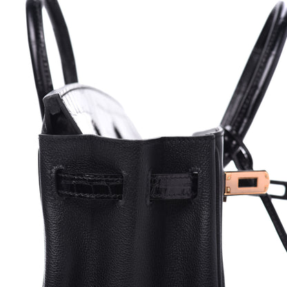 Hermes Taurillon Novillo Shiny Niloticus Crocodile Birkin Touch 25 Black 13 of 35